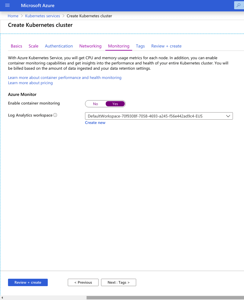 Setting up monitoring in AKS